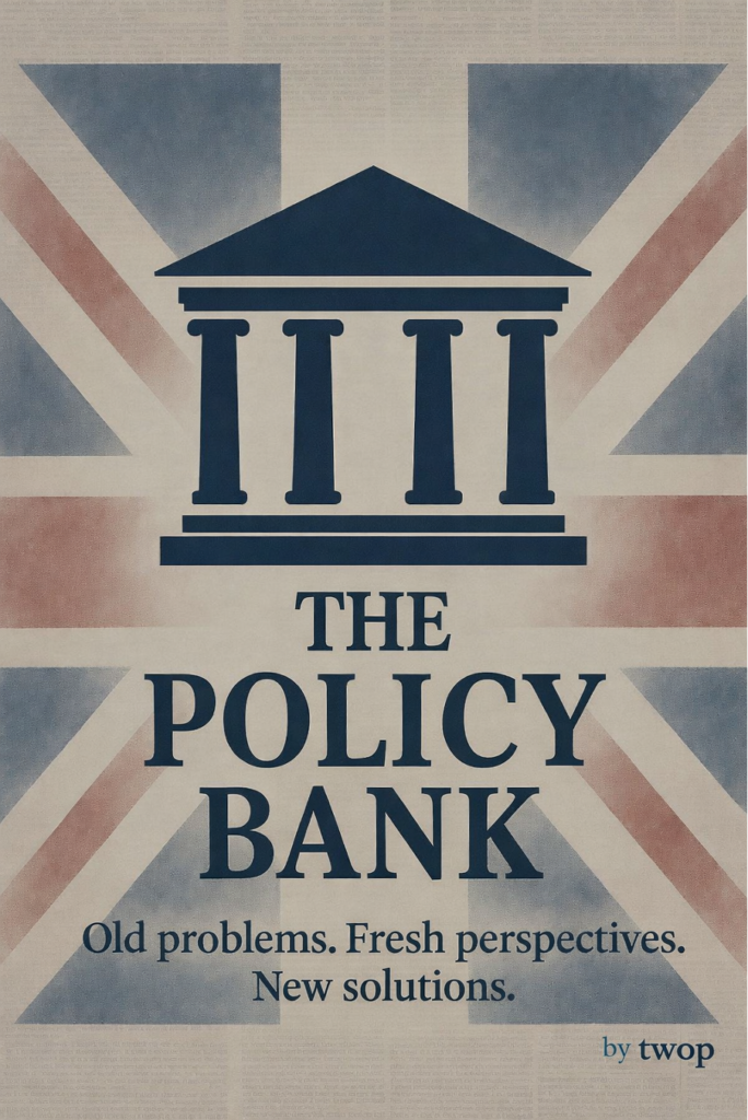 The World of UK Politics Policy Bank is an attempt to think seriously about policy without pretending certainty, sticking to tribal guardrails, or merely trying to provoke reactions, but from the fresh perspective of the very youngest cohort of UK voters, those currently aged 16-25.