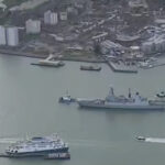 HMS Dragon leaves Portsmouth Harbour 16:10 Tuesday 10th March 2026