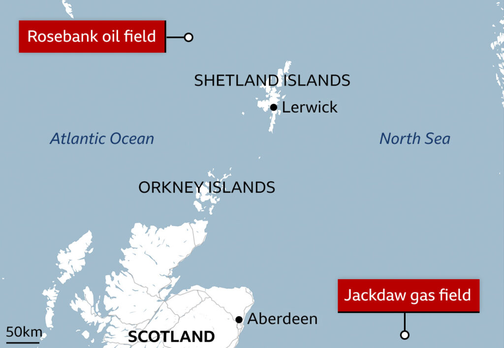 Jackdaw and Rosebank gas fields