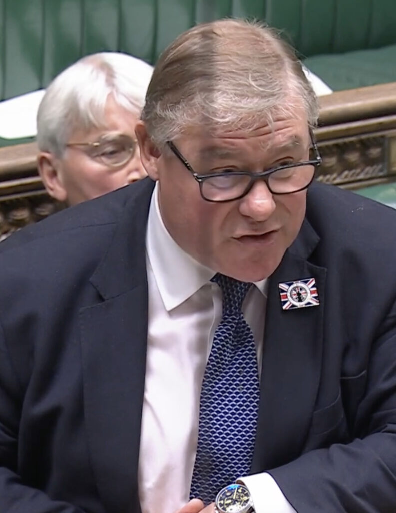 Annoying lapel badge accompanying Mark Francois